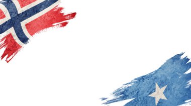 Beyaz Arkaplanda Norveç ve Somali Bayrakları